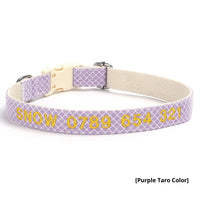 HKM-682195 Embroidered Anti-Lost Pet Collar with Phone Number Options in Various Colors and Sizes