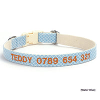 HKM-682195 Embroidered Anti-Lost Pet Collar with Phone Number Options in Various Colors and Sizes