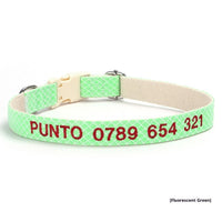 HKM-682195 Embroidered Anti-Lost Pet Collar with Phone Number Options in Various Colors and Sizes
