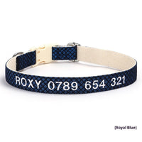 HKM-682195 Embroidered Anti-Lost Pet Collar with Phone Number Options in Various Colors and Sizes