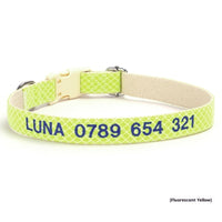 HKM-682195 Embroidered Anti-Lost Pet Collar with Phone Number Options in Various Colors and Sizes