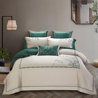 HKM-682323 Elegant Cotton Embroidery Bedding Set for 1.5m/2.0m Beds - 4-Piece Collection with Quilt, Sheet, and Pillowcases