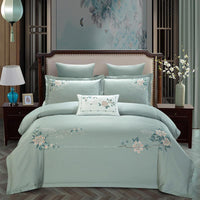 HKM-682323 Elegant Cotton Embroidery Bedding Set for 1.5m/2.0m Beds - 4-Piece Collection with Quilt, Sheet, and Pillowcases