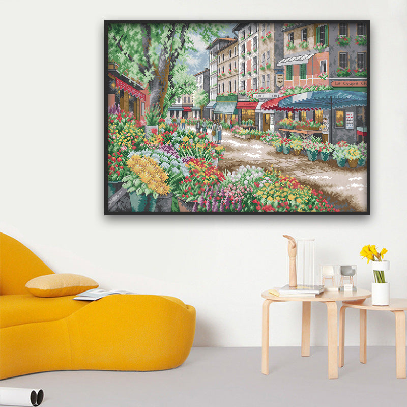 HKM-682323 Scenery Cross Stitch Kit - Eco-Friendly Cotton, Various Printed Fabrics