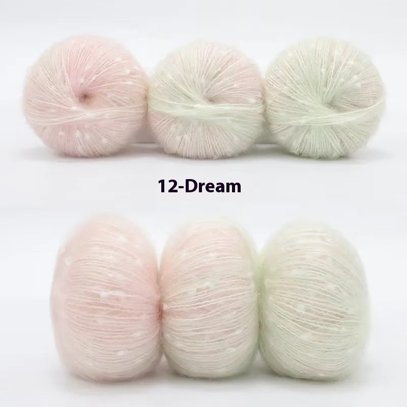 HKM-682323 XINGX Gradient Mohair Wool Yarn - Medium Thin Polka Dot Soft Blend for Knitting and Crochet