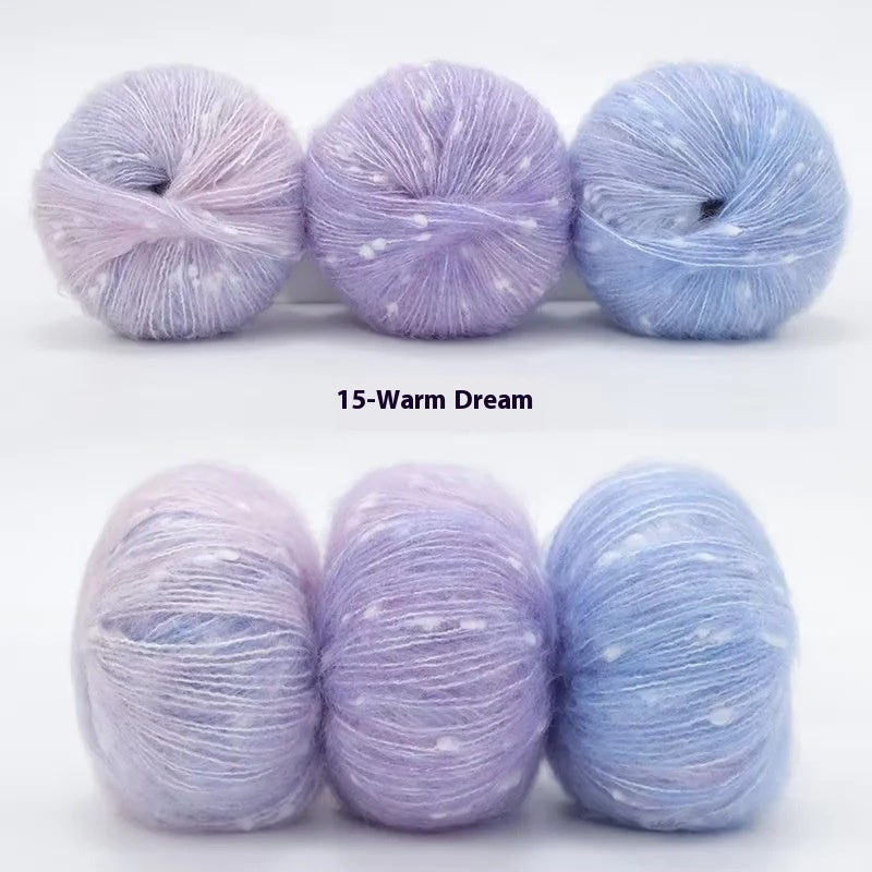 HKM-682323 XINGX Gradient Mohair Wool Yarn - Medium Thin Polka Dot Soft Blend for Knitting and Crochet