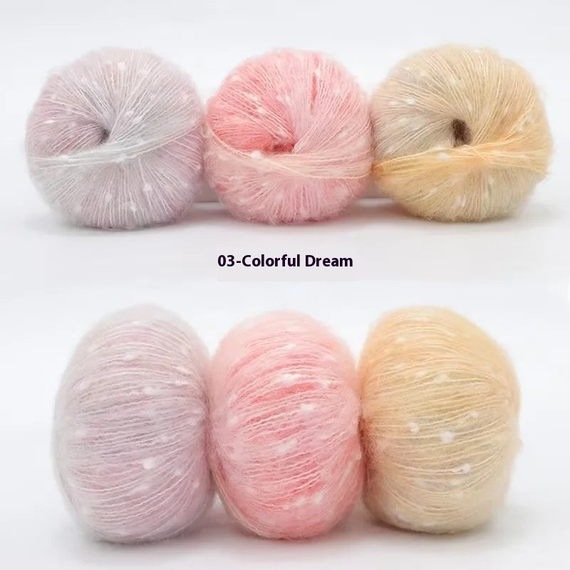 HKM-682323 XINGX Gradient Mohair Wool Yarn - Medium Thin Polka Dot Soft Blend for Knitting and Crochet
