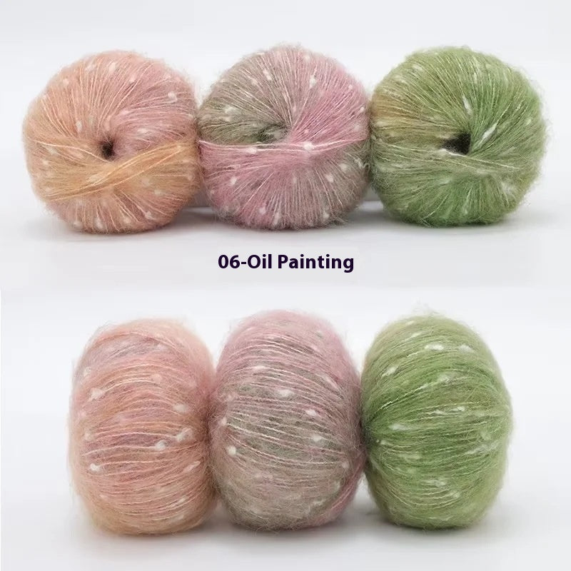 HKM-682323 XINGX Gradient Mohair Wool Yarn - Medium Thin Polka Dot Soft Blend for Knitting and Crochet