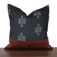 HKM-682451 Nordic PU Leather Geometric Stitching Pillow Cover - 45x45cm, Cotton Blend