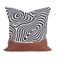 HKM-682451 Nordic PU Leather Geometric Stitching Pillow Cover - 45x45cm, Cotton Blend