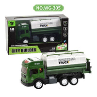 HKM-682579 Alloy Sanitation Truck Model with Pull Back Action, Light & Sound Features for Kids