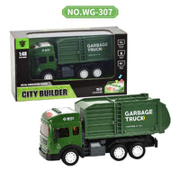 HKM-682579 Alloy Sanitation Truck Model with Pull Back Action, Light & Sound Features for Kids