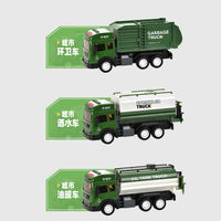 HKM-682579 Alloy Sanitation Truck Model with Pull Back Action, Light & Sound Features for Kids