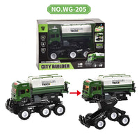 HKM-682579 Alloy Sanitation Truck Model with Pull Back Action, Light & Sound Features for Kids