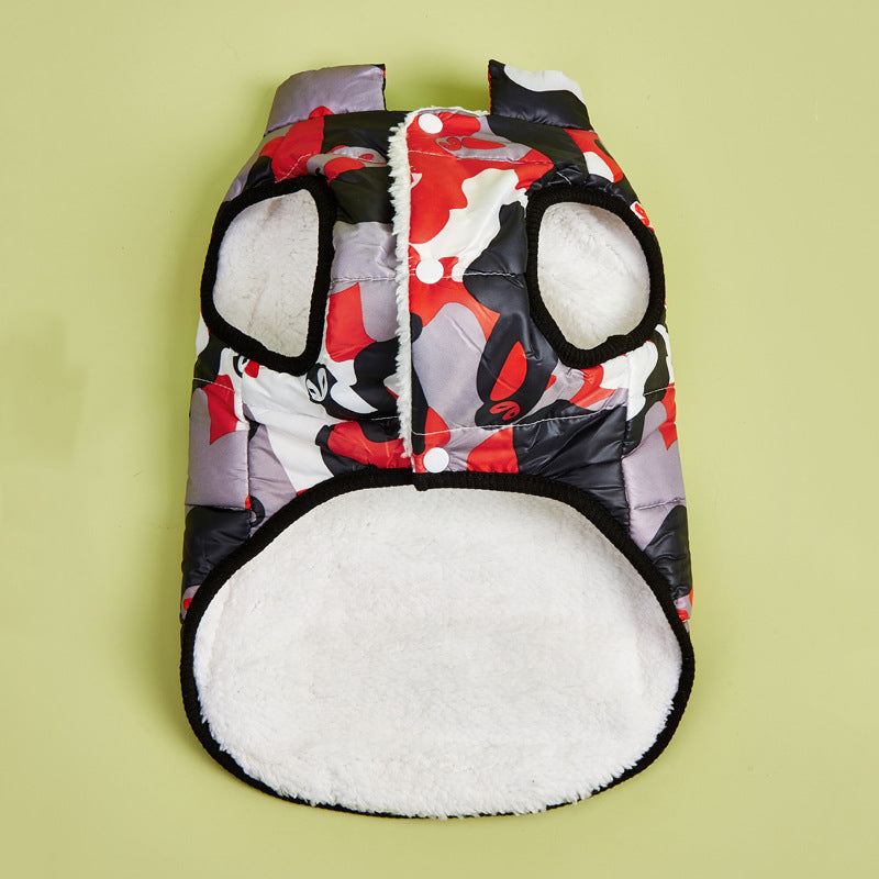 HKM-682643 Camouflage Plus Velvet Padded Jacket for Pets - Soft, Breathable Comfort in Green and Pink