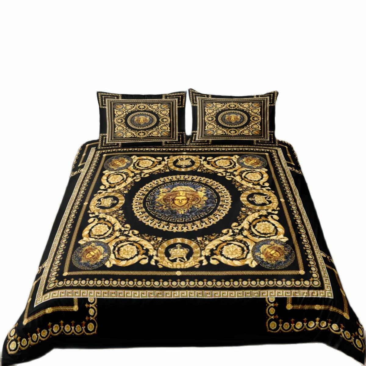 HKM-682643 European-Style Printed Linen Quilt Bedding Set with Duvet Cover and Pillow Cases