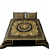 HKM-682643 European-Style Printed Linen Quilt Bedding Set with Duvet Cover and Pillow Cases