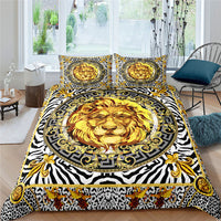 HKM-682643 European-Style Printed Linen Quilt Bedding Set with Duvet Cover and Pillow Cases