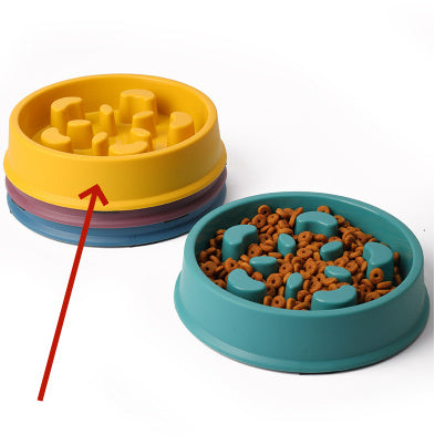 HKM-682835 Pet Slow Feeder Bowl - Anti-Choke Design for Dogs, Plastic, 19.3cm - Available in Yellow, Dark Blue, Purple, Peacock Green