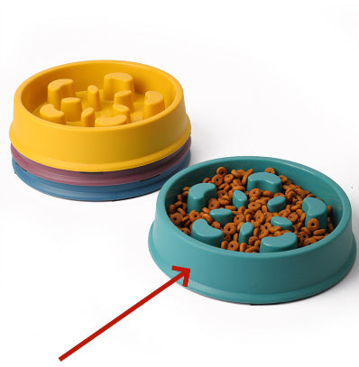 HKM-682835 Pet Slow Feeder Bowl - Anti-Choke Design for Dogs, Plastic, 19.3cm - Available in Yellow, Dark Blue, Purple, Peacock Green
