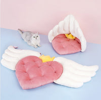 HKM-683155 Angel Wings Cat Nest Mat - Warm, Cozy Spring Sleeping Bed for All Seasons - Dual-Use Design, 52x52x50cm