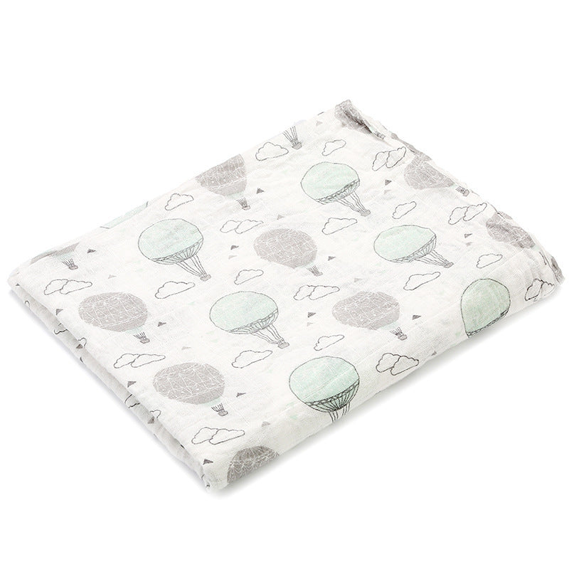 HKM-683155 Double Layer Cotton Baby Swaddle Quilt – Animal, Stripe, and Cartoon Patterns, 120x100 cm