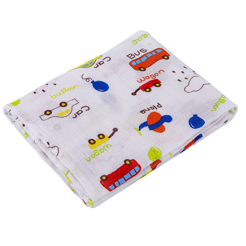 HKM-683155 Double Layer Cotton Baby Swaddle Quilt – Animal, Stripe, and Cartoon Patterns, 120x100 cm