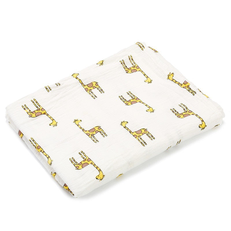 HKM-683155 Double Layer Cotton Baby Swaddle Quilt – Animal, Stripe, and Cartoon Patterns, 120x100 cm