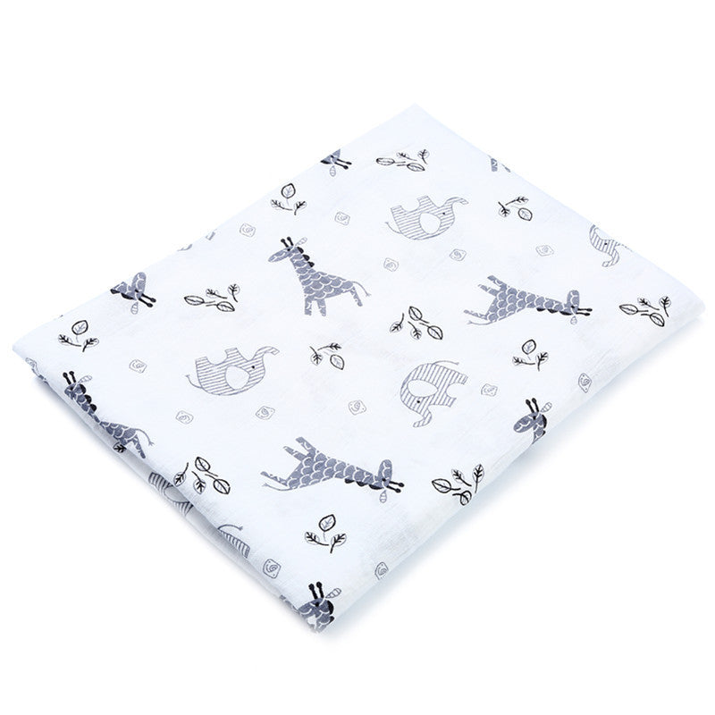 HKM-683155 Double Layer Cotton Baby Swaddle Quilt – Animal, Stripe, and Cartoon Patterns, 120x100 cm