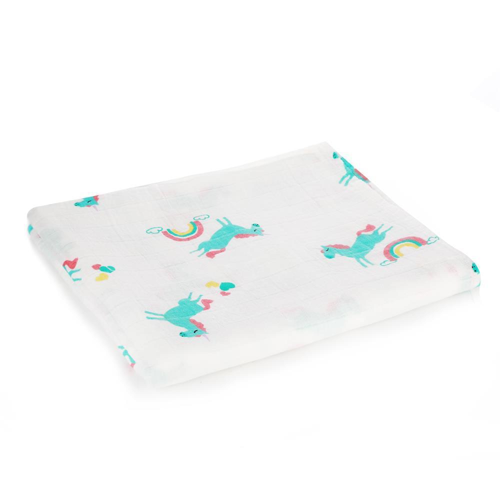 HKM-683155 Double Layer Cotton Baby Swaddle Quilt – Animal, Stripe, and Cartoon Patterns, 120x100 cm
