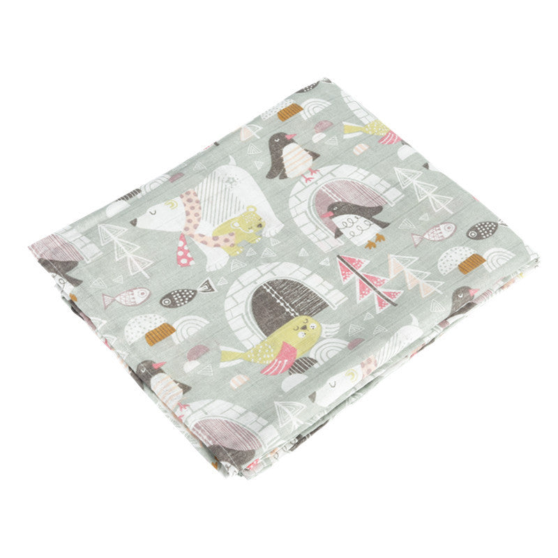 HKM-683155 Double Layer Cotton Baby Swaddle Quilt – Animal, Stripe, and Cartoon Patterns, 120x100 cm