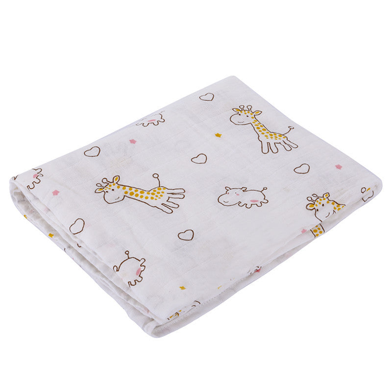 HKM-683155 Double Layer Cotton Baby Swaddle Quilt – Animal, Stripe, and Cartoon Patterns, 120x100 cm