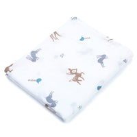 HKM-683155 Double Layer Cotton Baby Swaddle Quilt – Animal, Stripe, and Cartoon Patterns, 120x100 cm
