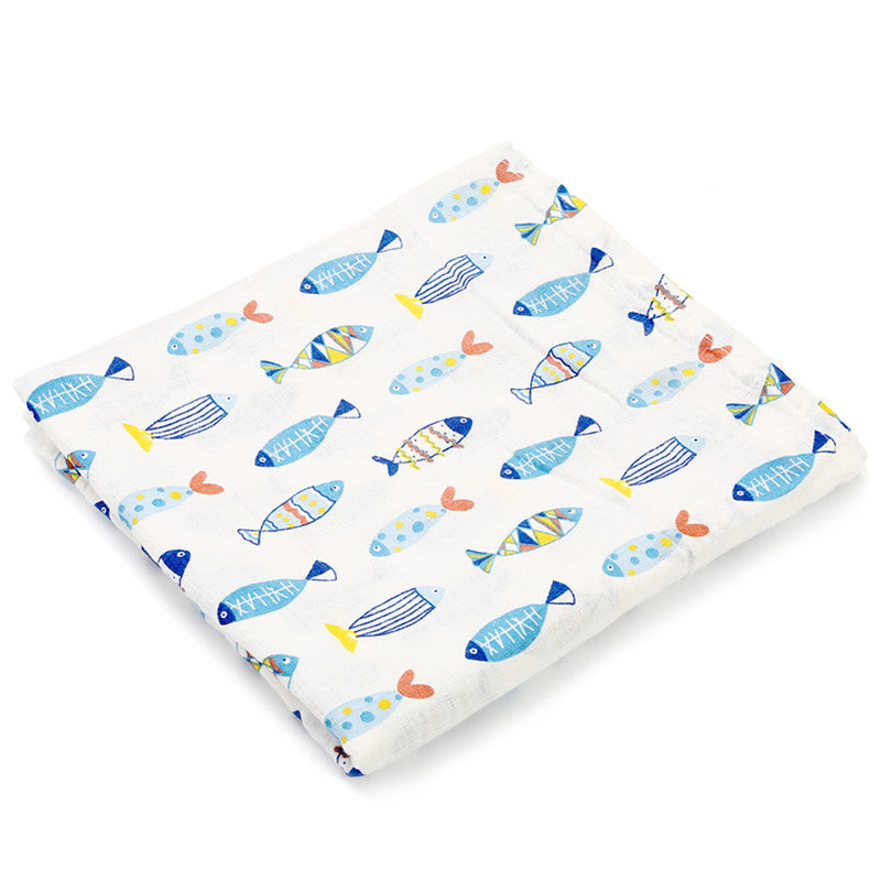 HKM-683155 Double Layer Cotton Baby Swaddle Quilt – Animal, Stripe, and Cartoon Patterns, 120x100 cm