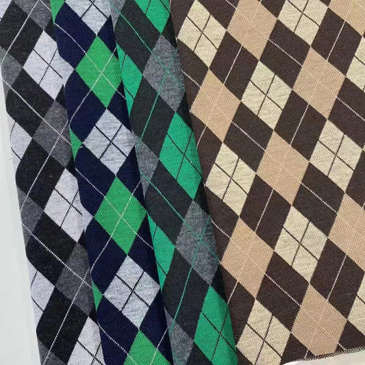 HKM-683155 Knitted Jacquard Checkerboard Fabric for Luggage - 97% Polyester, 3% Spandex - 165CM Wide