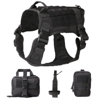 HKM-683347 Tactical Outdoor Dog Vest with Leash and Rescue Accessory Kit in Black, Khaki, and Army Green