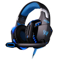 HKM-683539 Heavy Bass Gaming Headset with Noise Reduction Microphone - Wired, Black and Red, Blue, or Orange
