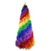 HKM-683603 Colorful Rainbow Artificial Christmas Tree – 6FT & 7.5FT Hinged PVC Spiral Design with 1248 & 1825 Branch Tips