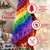 HKM-683603 Colorful Rainbow Artificial Christmas Tree – 6FT & 7.5FT Hinged PVC Spiral Design with 1248 & 1825 Branch Tips