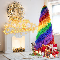 HKM-683603 Colorful Rainbow Artificial Christmas Tree – 6FT & 7.5FT Hinged PVC Spiral Design with 1248 & 1825 Branch Tips