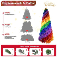 HKM-683603 Colorful Rainbow Artificial Christmas Tree – 6FT & 7.5FT Hinged PVC Spiral Design with 1248 & 1825 Branch Tips