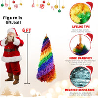 HKM-683603 Colorful Rainbow Artificial Christmas Tree – 6FT & 7.5FT Hinged PVC Spiral Design with 1248 & 1825 Branch Tips