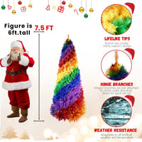 HKM-683603 Colorful Rainbow Artificial Christmas Tree – 6FT & 7.5FT Hinged PVC Spiral Design with 1248 & 1825 Branch Tips