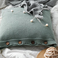 HKM-683603 Plush Thick Thread Pillowcase in Lake Green, Soot, Pink, and Beige – 45x45cm