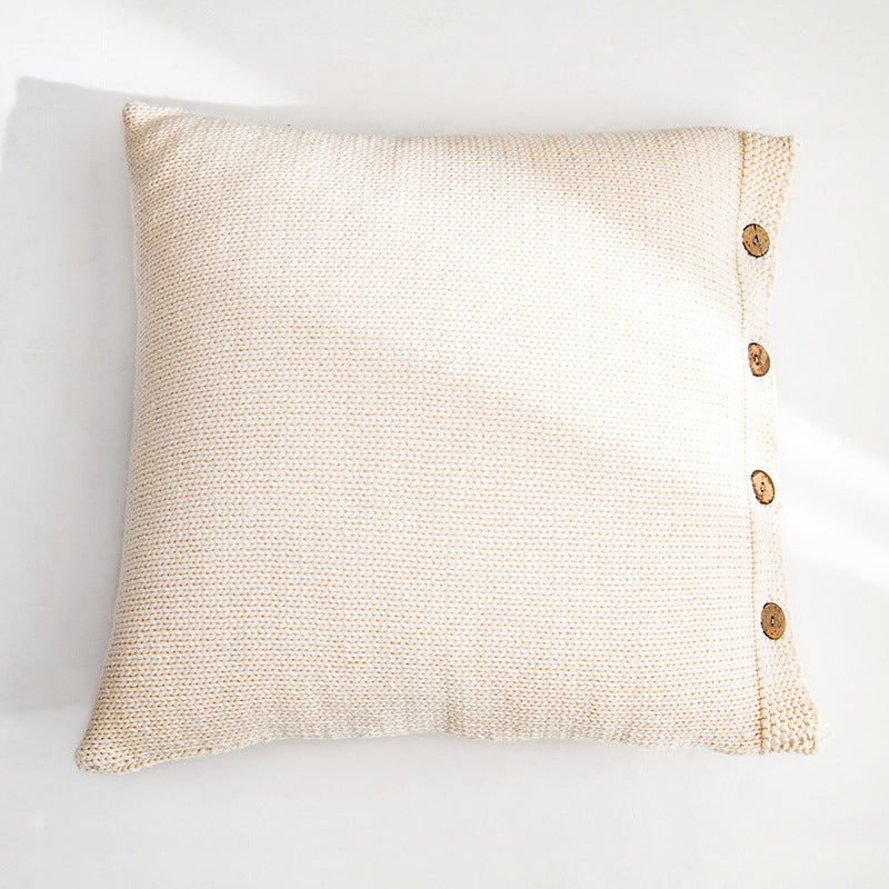 HKM-683603 Plush Thick Thread Pillowcase in Lake Green, Soot, Pink, and Beige – 45x45cm