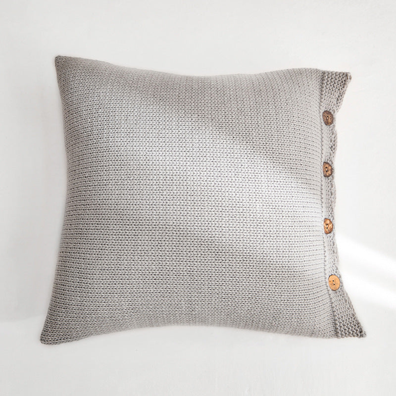 HKM-683603 Plush Thick Thread Pillowcase in Lake Green, Soot, Pink, and Beige – 45x45cm