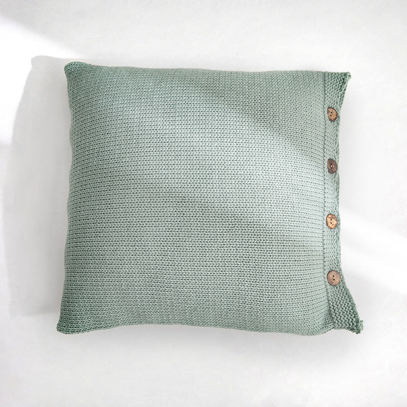 HKM-683603 Plush Thick Thread Pillowcase in Lake Green, Soot, Pink, and Beige – 45x45cm