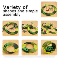 HKM-683731 Dinosaur Race Track Toy Set for Kids - Flexible Electric Track and Cars, Easy Assembly, Ages 3+