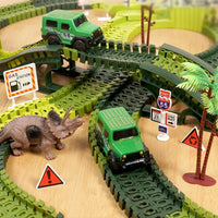 HKM-683731 Dinosaur Race Track Toy Set for Kids - Flexible Electric Track and Cars, Easy Assembly, Ages 3+