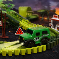 HKM-683731 Dinosaur Race Track Toy Set for Kids - Flexible Electric Track and Cars, Easy Assembly, Ages 3+